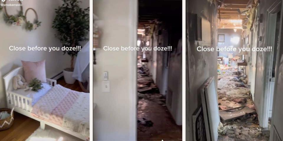 A girl's bedroom untouched by fire in viral TikTok - close before you doze