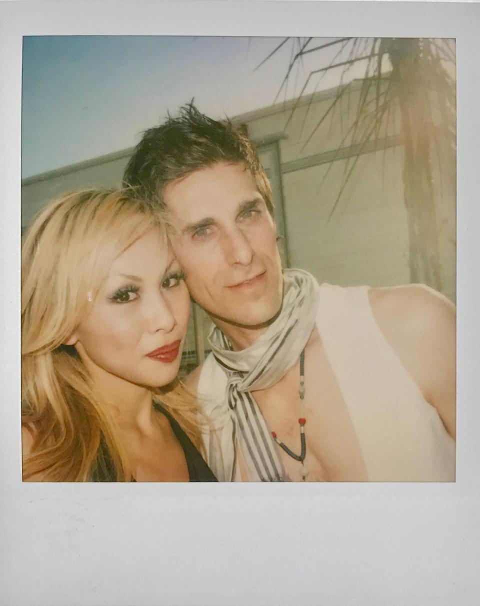 Perry Farrell of Jane’s Addiction (right) with wife Etty Lau Farrell. Farrell is a founder of Lollapalooza and apparently the only person to have performed at all 12 Coachella festivals to date. In 2007 he performed with his band Satellite Party, of which his wife is also a member.