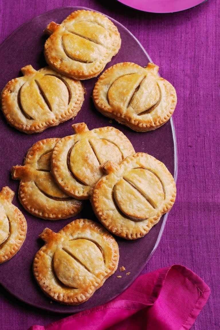 <p>Great for parties, these hand pies are easy to eat while walking around a chatting.</p><p><a href="https://www.womansday.com/food-recipes/food-drinks/recipes/a52046/pumpkin-hand-pies/" rel="nofollow noopener" target="_blank" data-ylk="slk:Get the Pumpkin Hand Pies recipe.;elm:context_link;itc:0;sec:content-canvas" class="link "><strong><em>Get the Pumpkin Hand Pies recipe.</em></strong></a></p>