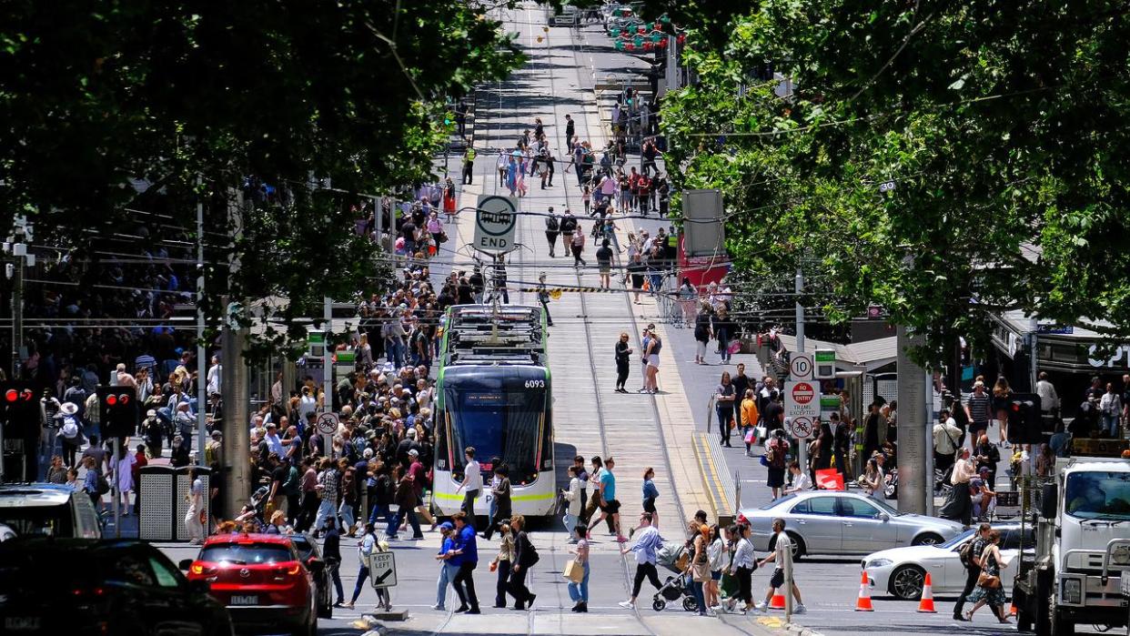 MELBOURNE, AUSTRALIA - NewsWire Photos DECEMBER 17, 2022: Christmas shoppers are seen in MelbourneÃ¢â¬â¢s CBD Picture: NCA NewsWire / Luis Enrique Ascui