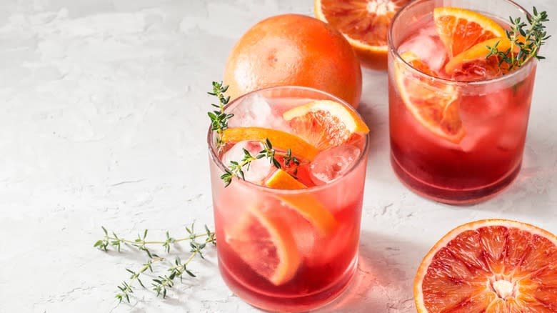 aperitif cocktails with blood orange and rosemary