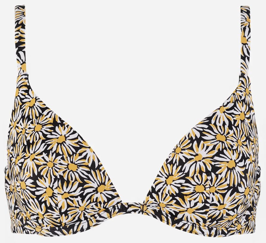 yellow and white daisy print bikini top