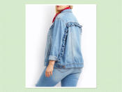 <p>Plus-Size Refuge Ruffle Trip Denim Jacket, $31, <a rel="nofollow noopener" href="http://www.charlotterusse.com/plus-size-refuge-ruffle-trim-denim-jacket/302397765.html?dwvar_302397765_color=468&cgid=#q=plus%2Bsize%2Bdenim%2Bjacket&lang=default&start=7" target="_blank" data-ylk="slk:Charlotte Russe;elm:context_link;itc:0;sec:content-canvas" class="link ">Charlotte Russe</a> (Photo: Charlotte Russe) </p>