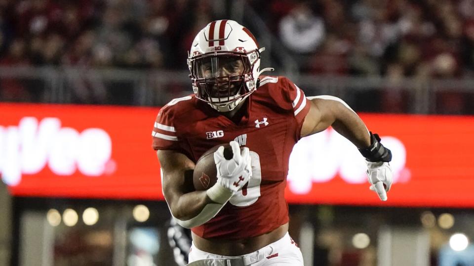 Wisconsin's Braelon Allen runs for a touchdown against Army on Oct. 16.