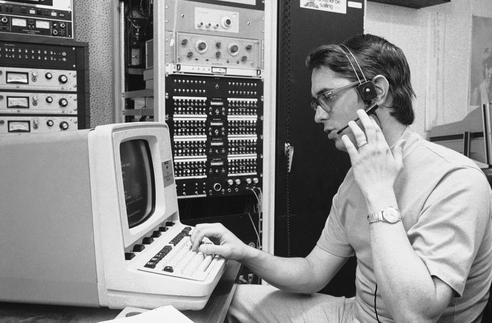 Dr. Harb Hayre, a professor of electric engineering at the University of Houston on March 18, 1975, checks the write out of his tattletale machine. The device can analyze the voice and tell more about a person than words alone. Properly applied, says the professor, the machine could: detect a drunk driver; tell who is lying and who is telling the truth; determine if a pilot is to tired to fly; tell the precise condition of a mental patient; or, determine if a person is under the influence of drugs. (AP Photo/EFK)