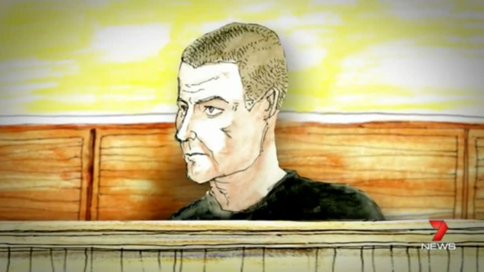 Artist's impression of Hallcroft during his court appearance.  Photo: 7News