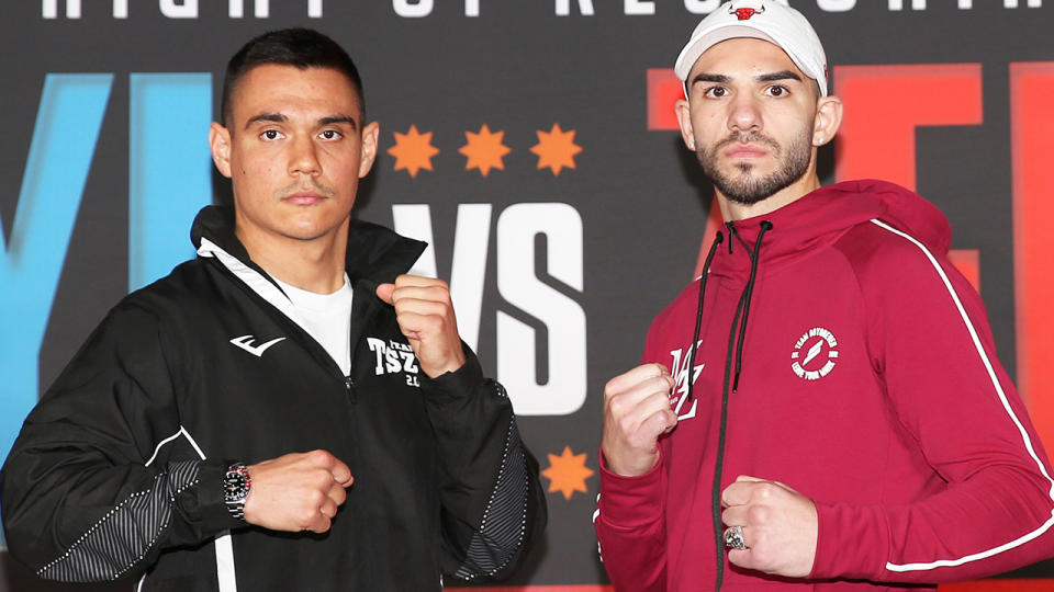 Tim Tszyu and Michael Zerafa will fight at the Newcastle Entertainment Centre on July 7. (Photo by Peter Lorimer/Getty Images)
