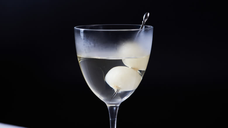 cocktail onions in a martini