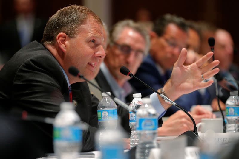 New Hampshire Governor Chris Sununu speaks at the "Curbing the Opioid Epidemic" session at the National Governors Association summer meeting in Providence