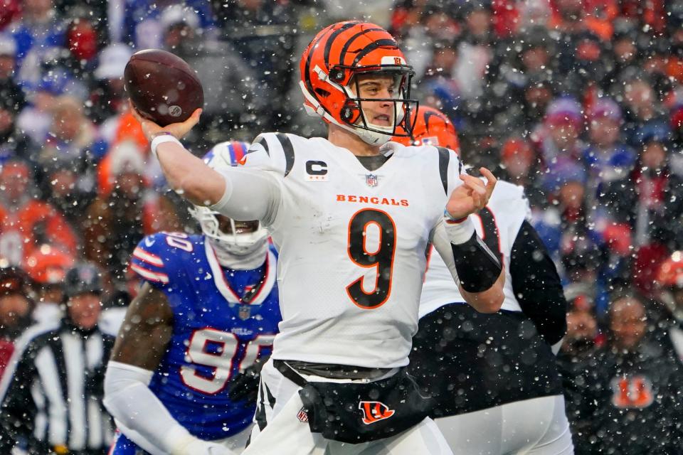Joe Burrow had two touchdown passes in the Bengals' AFC divisional playoff win over the Bills.