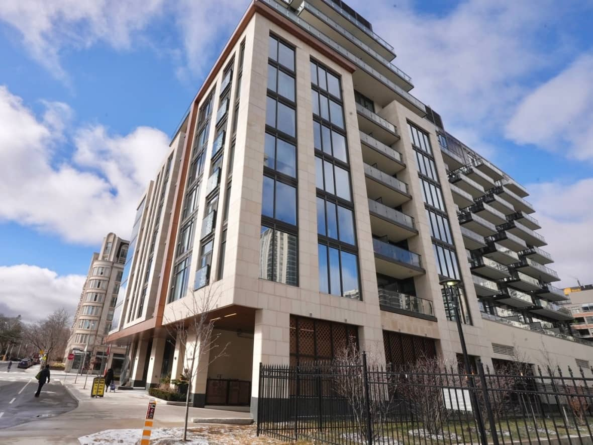 An Ontario tribunal awarded the corporation that manages this condo building near Yonge Street and St. Clair Avenue in Toronto more than $26,000 in damages for a tenant's repeated pattern of disruptive behaviour. (Martin Trainor/CBC - image credit)