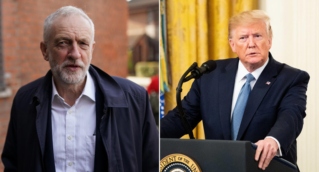 Jeremy Corbyn has accused Donald Trump of trying to interfere in the general election 