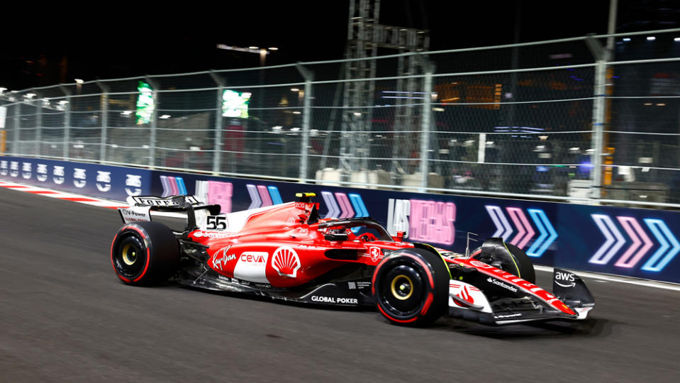 Carlos Sainz’s Ferrari was damaged in the incident.