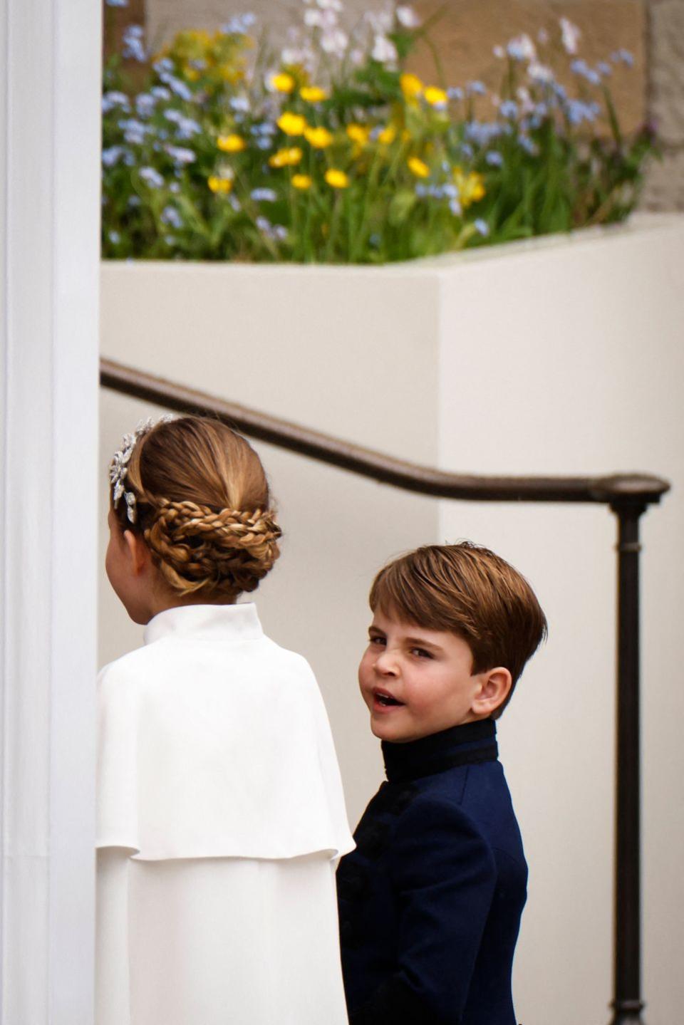 britains princess charlotte of wales and britains prince louis of wales arrive at westminster abbey in central london on may 6, 2023, ahead of the coronations of britains king charles iii and britains camilla, queen consort the set piece coronation is the first in britain in 70 years, and only the second in history to be televised charles will be the 40th reigning monarch to be crowned at the central london church since king william i in 1066 outside the uk, he is also king of 14 other commonwealth countries, including australia, canada and new zealand camilla, his second wife, will be crowned queen alongside him, and be known as queen camilla after the ceremony photo by odd andersen afp photo by odd andersenafp via getty images