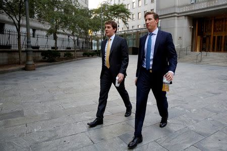 Former Perella Weinberg investment banker Sean Stewart (R) exits the Manhattan federal court house in New York City, U.S., July 27, 2016. REUTERS/Brendan McDermid