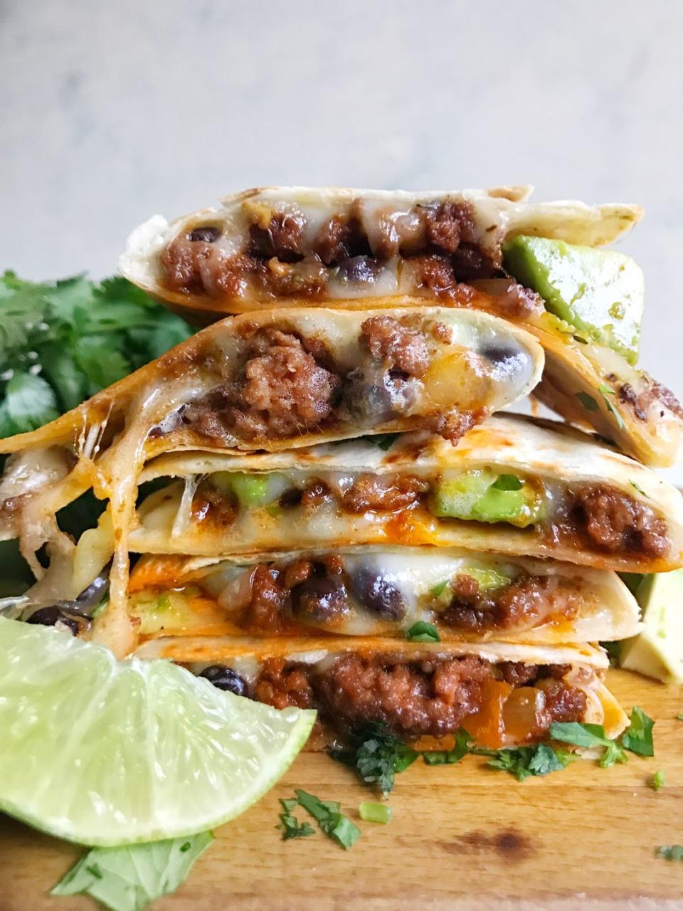 Cheesy Beef Quesadillas