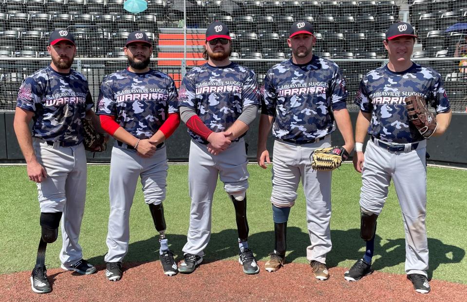 Members of the Louisville Slugger Warriors Amputee Baseball Team.