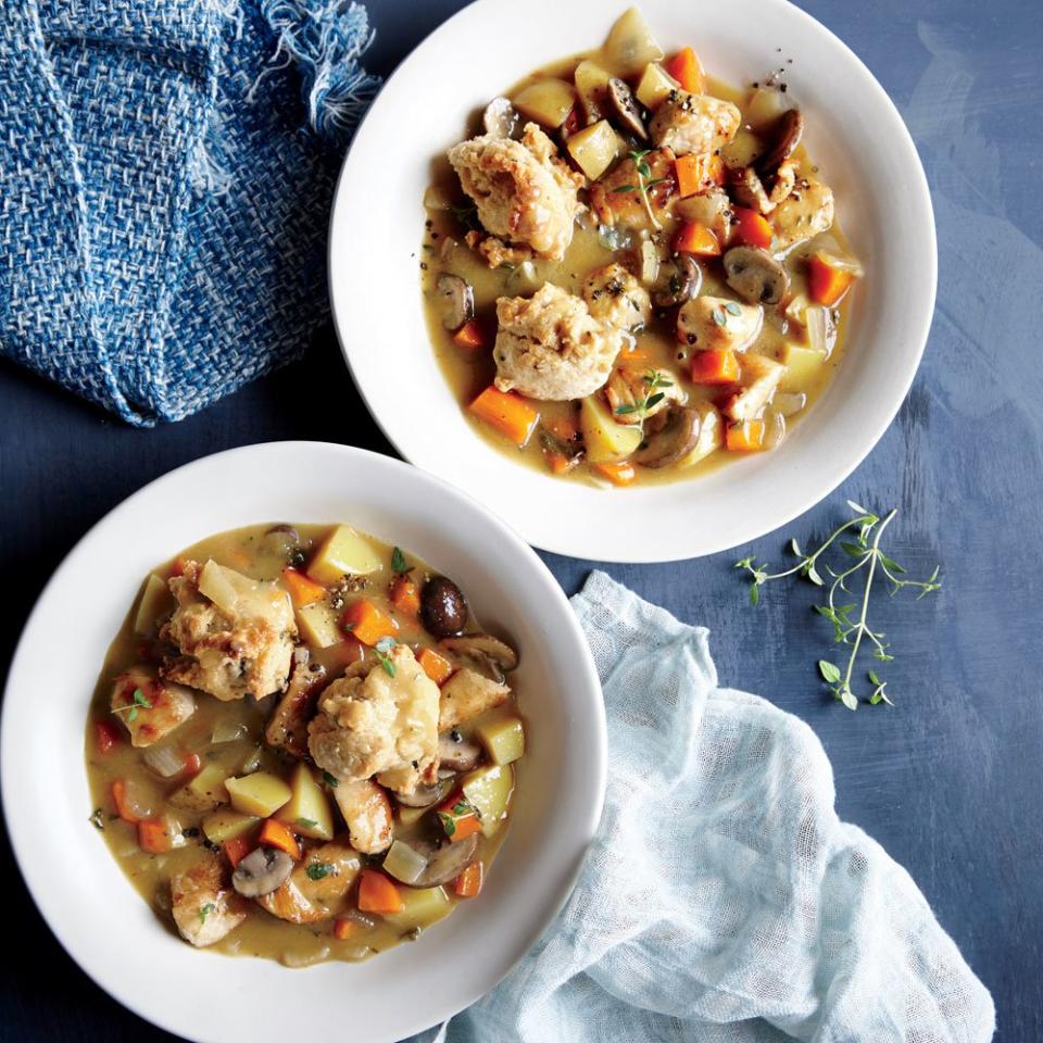 Turkey and Vegetable Stew with Whole-Grain Biscuits