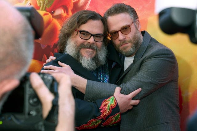 Jack Black and Seth Rogan arrive at the premiere of The Super Mario Bros Movie