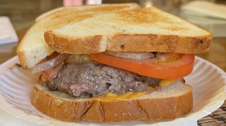 Louis' Lunch original hamburger