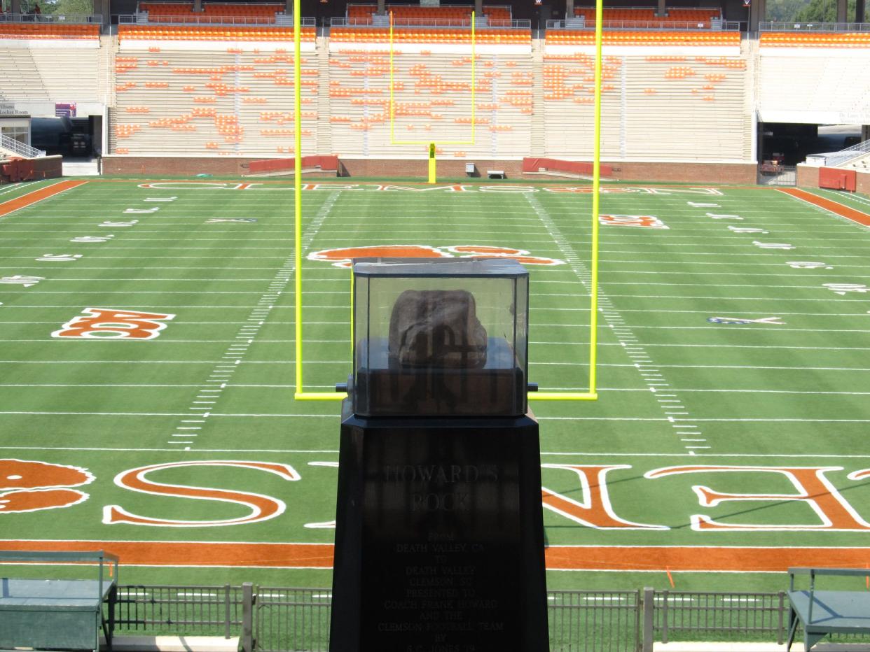 Howard's Rock at Memorial Stadium of the Clemson University Tigers, that is traditionally rubbed by the players before each game.