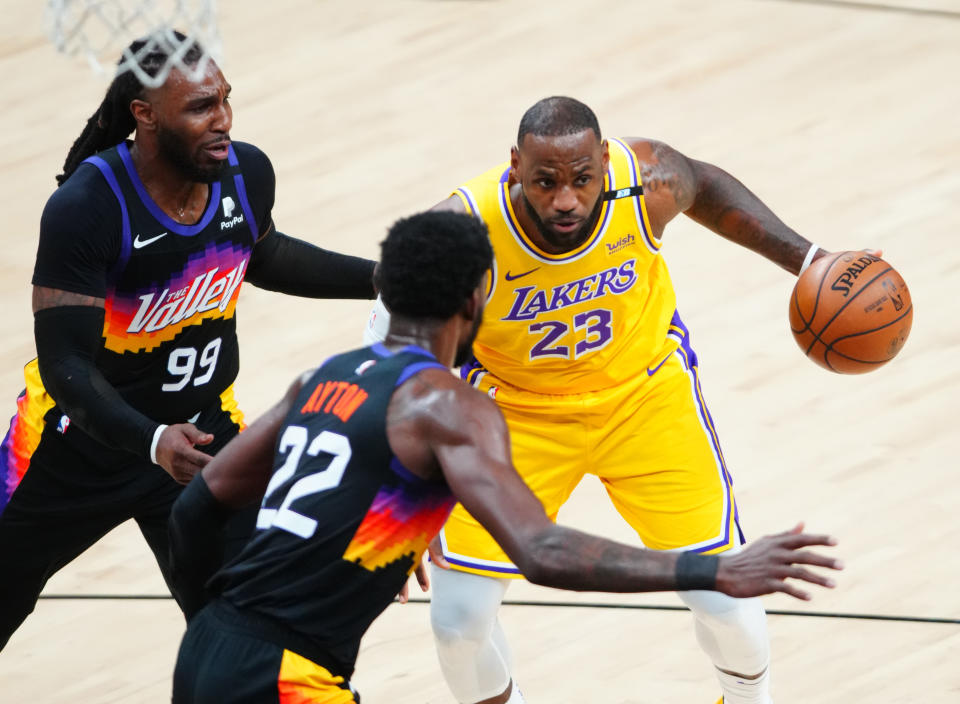 Los Angeles Lakers forward LeBron James during the 2021 NBA Playoffs.