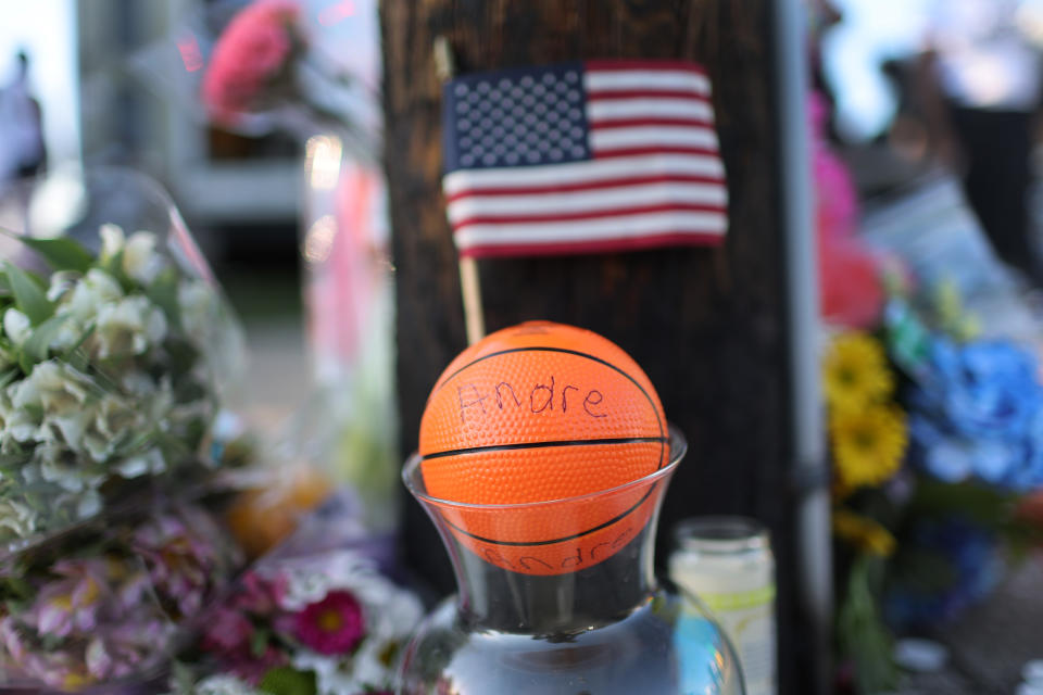 makeshift memorial for Buffalo mass shooting victims.