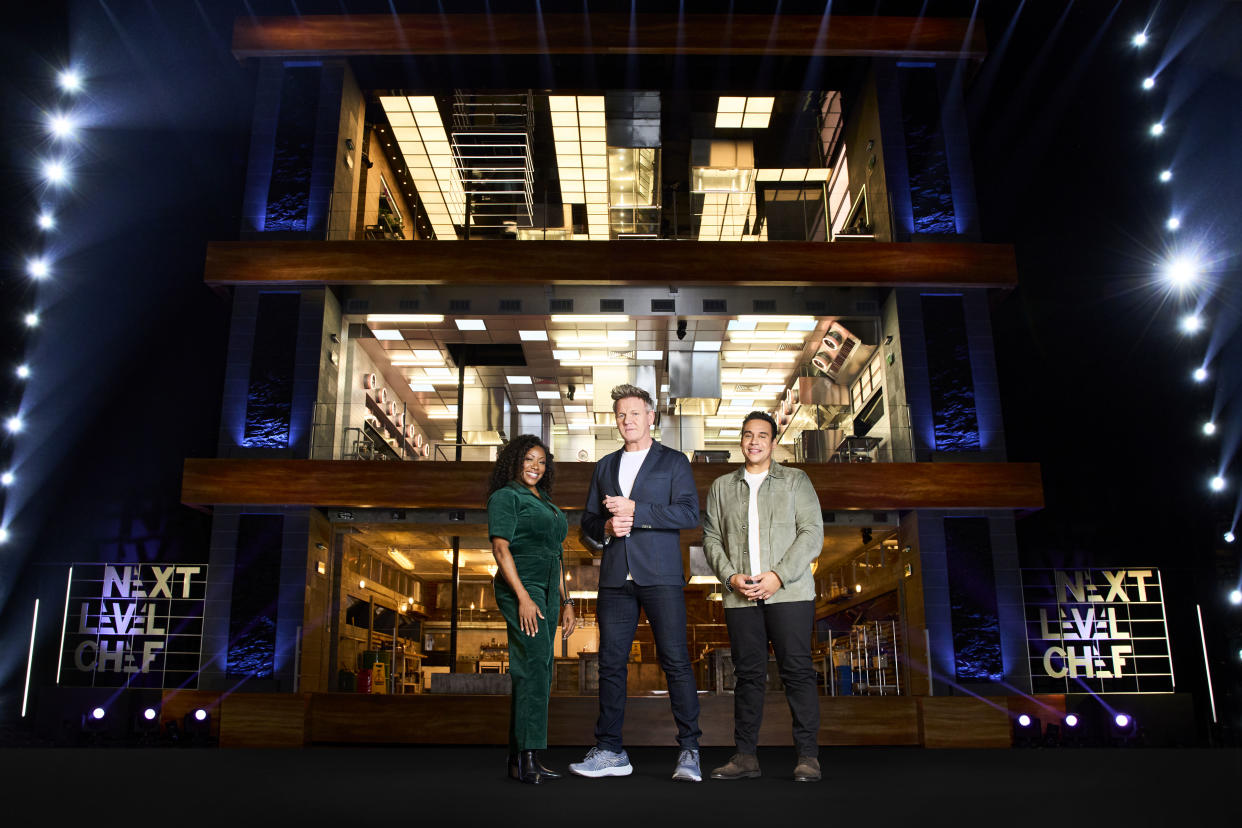 Next Level Chef stars Nyesha Arrington, Gordon Ramsay and Paul Ainsworth. (ITV)