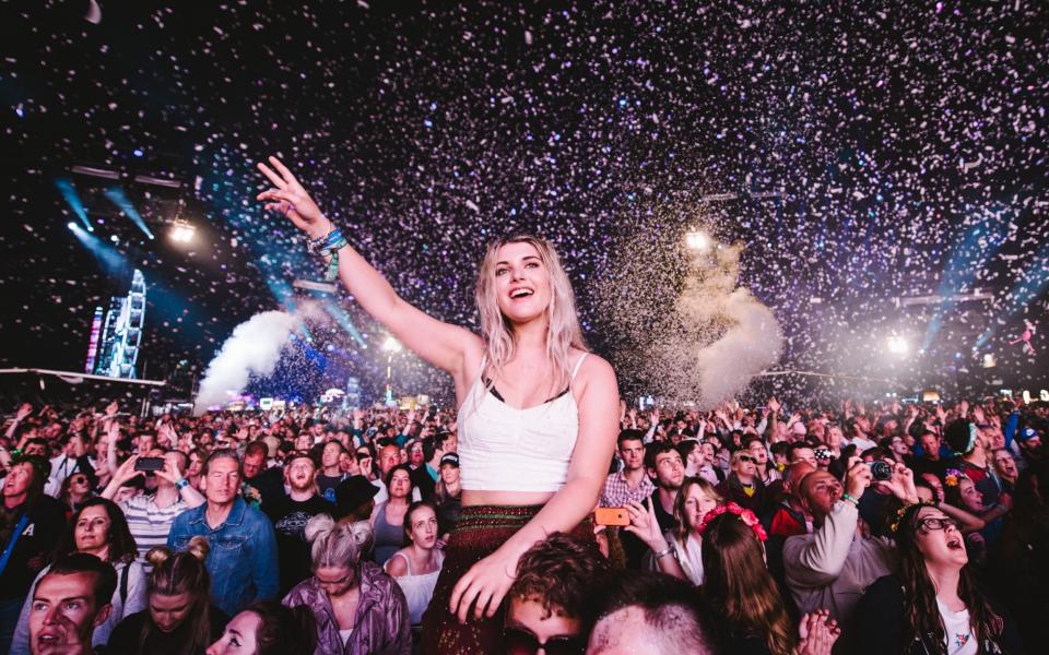 Party goers at the Isle of Wight festival  - Callum Baker 