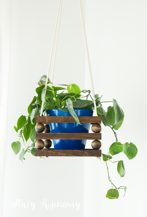 Wooden Bead Hanging Planter