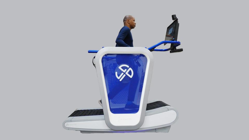 Blue Goji's Infinity treadmill with virtual reality and video games will be used to study if teens with epilepsy can rewire their brains before surgery.