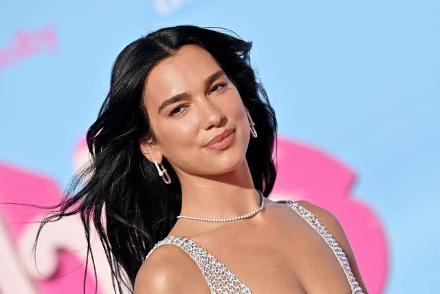 <p>Getty Images</p> Dua Lipa at Barbie red carpet.