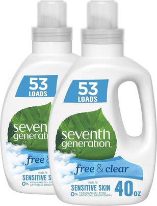 A pack of two 40-ounce bottles of Seventh Generation laundry detergent for 32% off