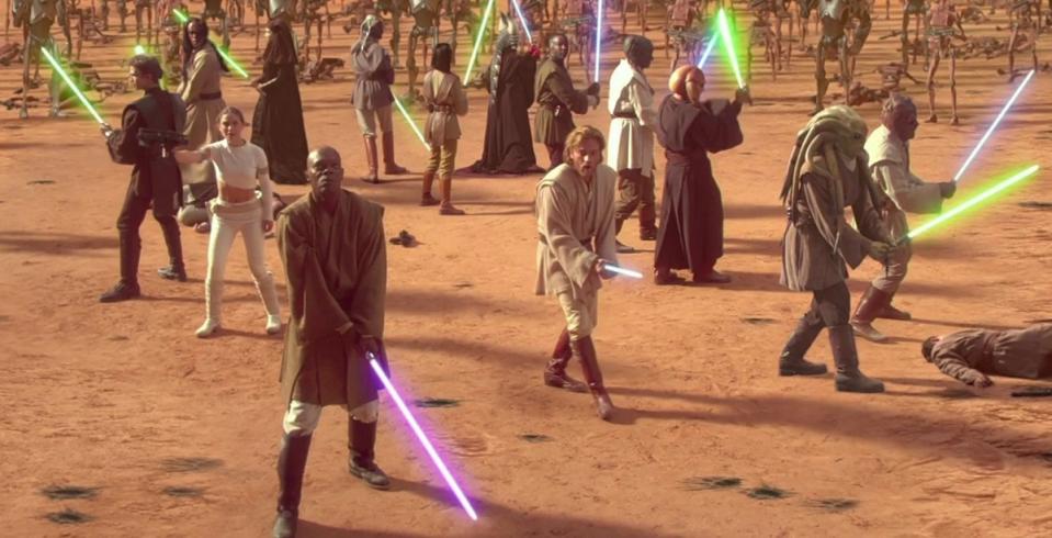 The Jedi Order forms a battalion in the Geonosis arena, at the start of the Clone War.