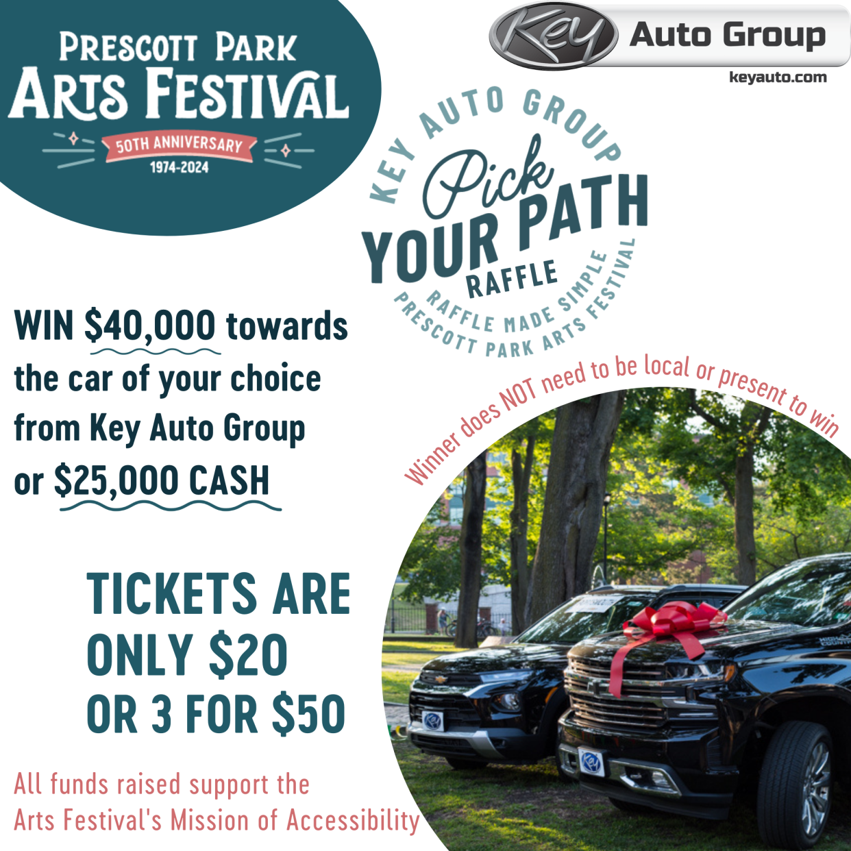 Prescott Park Arts Festival announced the return of the much-anticipated Key Auto Group Pick Your Path Raffle, now in its third consecutive year.