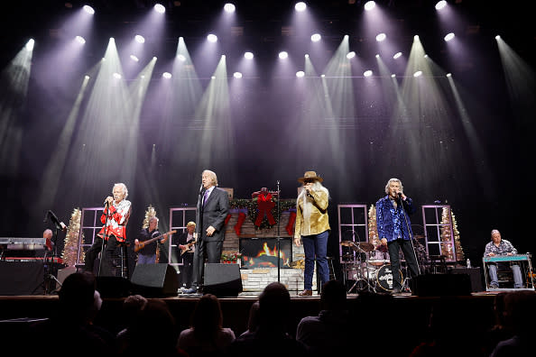 NASHVILLE, TENNESSEE – DECEMBER 12: Joe Bonsall, Duane Allen, William Lee Golden and Richard Sterban of The Oak Ridge Boys perform at the Ryman Auditorium on December 12, 2023 in Nashville, Tennessee. (Photo by Jason Kempin/Getty Images)