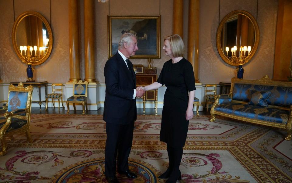 Britain's King Charles III during his first audience with Prime Minister Liz Truss at Buckingham Palace, London - Yui Mok/PA