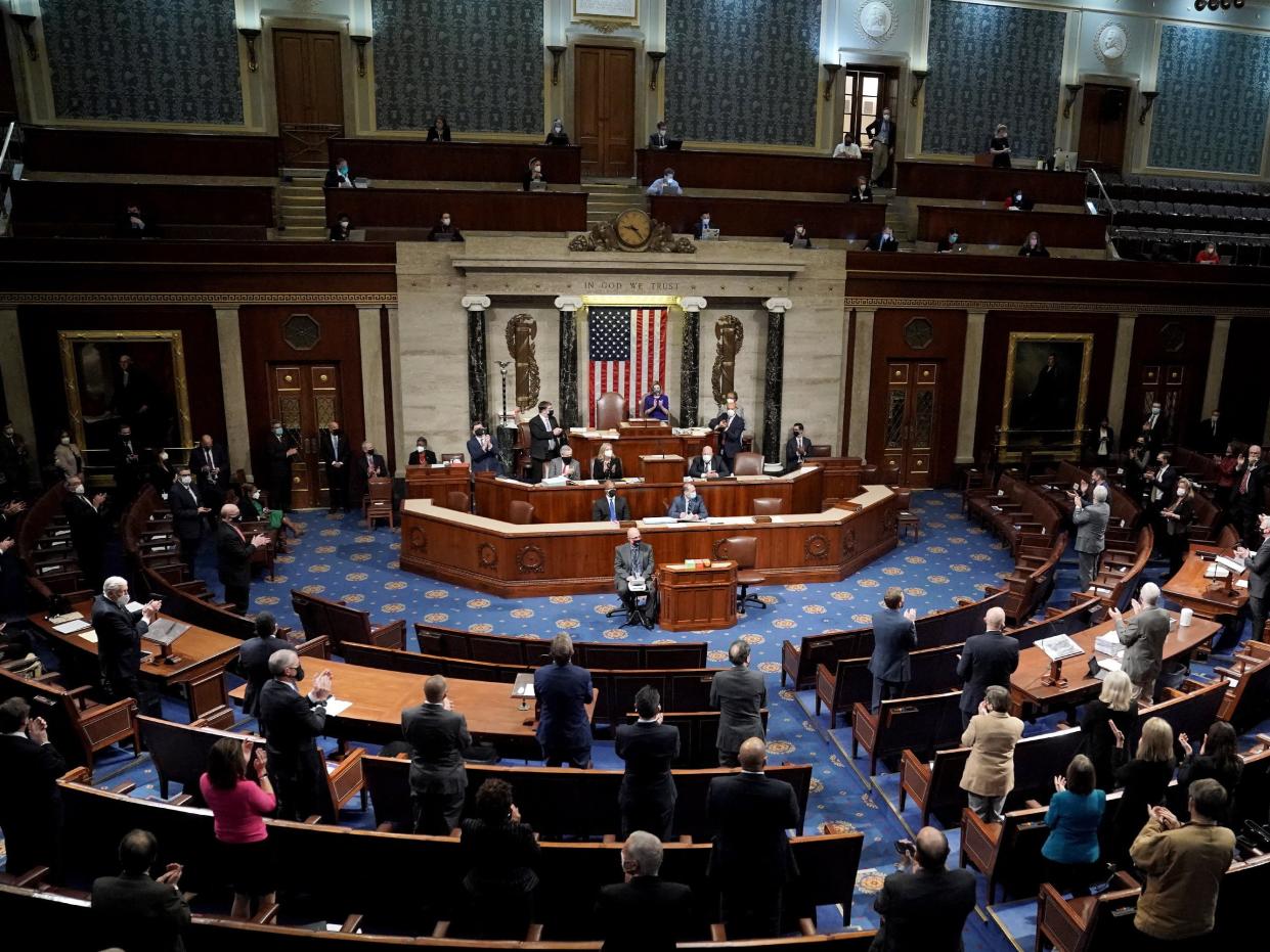 <p>The House of Representatives certifying Joe Biden’s election victory.</p> (EPA)