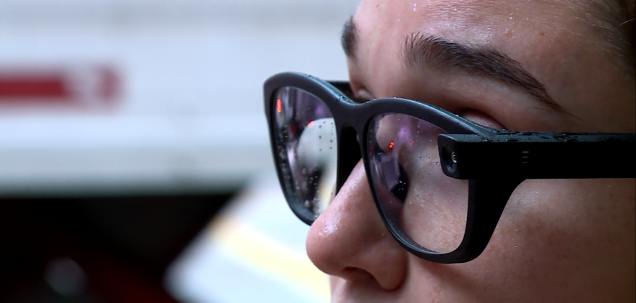The Austin Transit Partnership utilized specialty tech glasses that help track different biometric sensors, including how many steps users take while using mass transit, where their eyes look while accessing bus or rail services as well as their body temperature, heart rate and perspiration. (KXAN Photo/Tim Holcomb)
