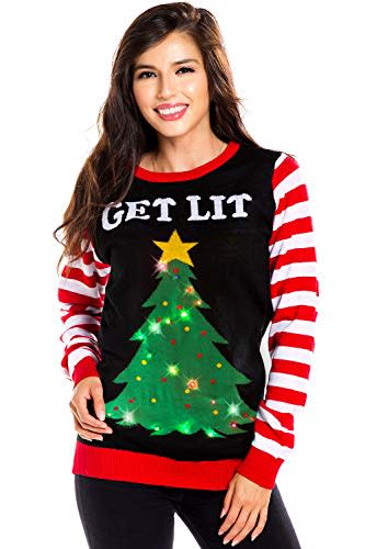 'Get Lit' Ugly Christmas Sweater