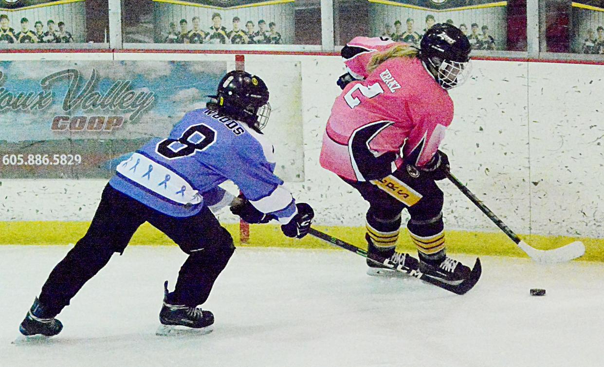 Senior forward Jayda Kranz (2) is one of the leading returnees for the 2022-23 Watertown Lakers varsity girls hockey team. The Lakers are off  to a 1-2 start against South Dakota Amateur Hockey Association (SDAHA) foes.