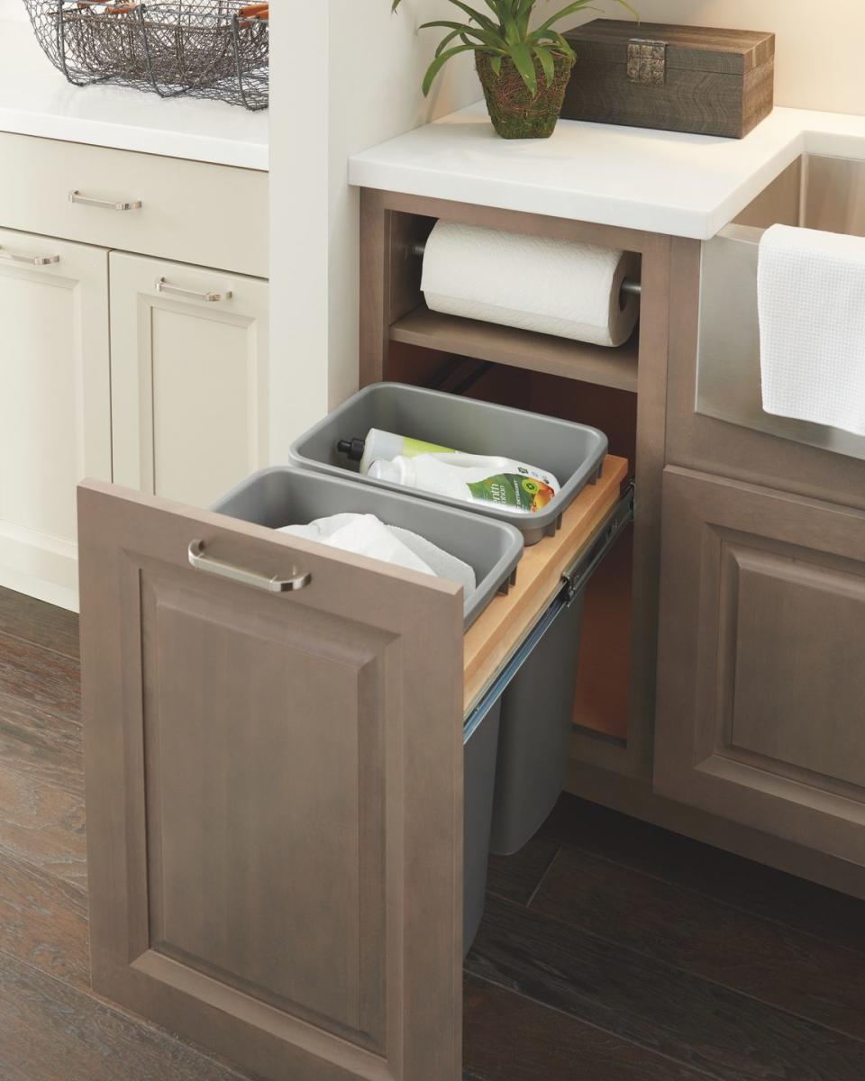 Paper Towel Cabinet With Trash Bin Drawer