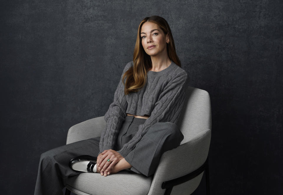 Actor Michelle Monaghan poses for a portrait to promote the Netflix limited series "Echoes," Monday, Aug. 15, 2022, in Los Angeles. (AP Photo/Chris Pizzello)