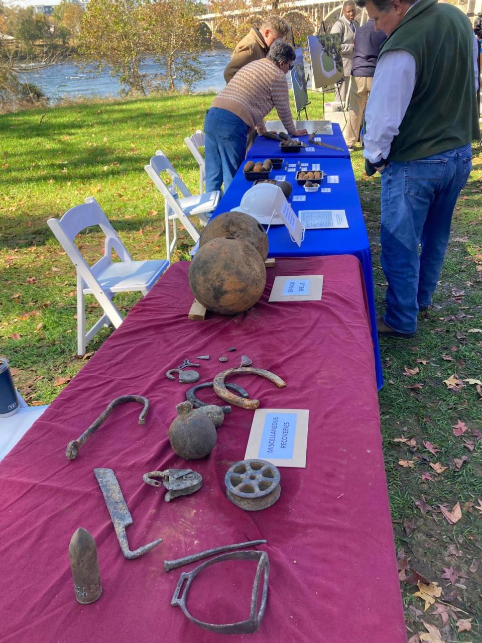 Confederate relics were discovered in the Congaree River during a cleanup of toxic coal tar. These relics were displayed Nov. 13, 2023 during a public event on the Congaree.