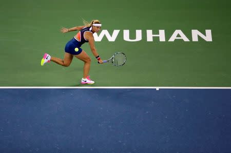 Tennis - Wuhan Open Women's Singles final - Wuhan, Hubei Province, China - 01/10/16. Dominika Cibulkova of Slovakia plays against Petra Kvitova of Czech Republic. REUTERS/Darley Shen