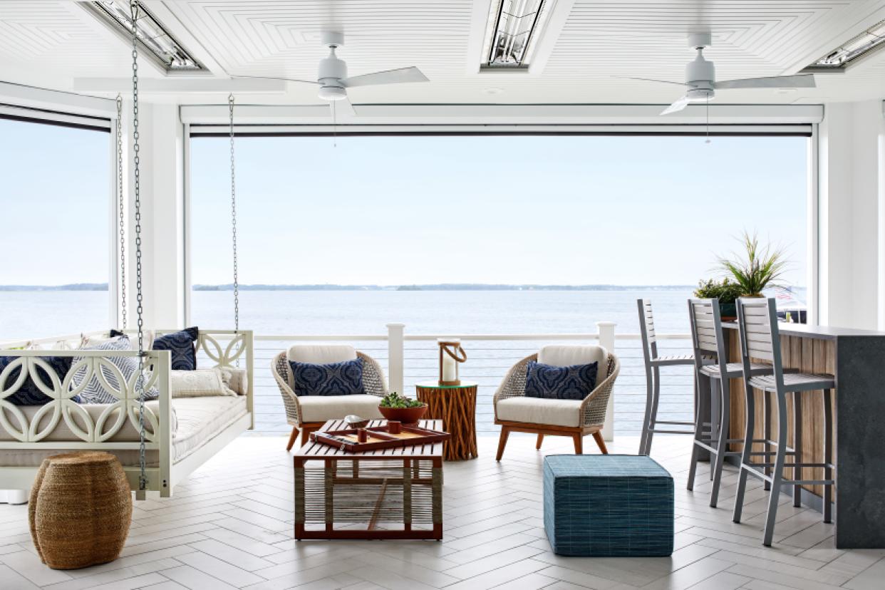 When designing this waterfront home in Ocean City, Maryland, owners used coastal colors, including shades of white, off-white, sand and blue, which is always a good rule, said author Jaci Conroy.
