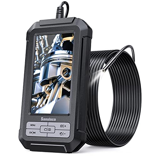 Borescope Camera, Sansisco 1080P HD Digital Endoscope with 5.5 mm Probe, 4.3-Inch LCD Screen Vi…