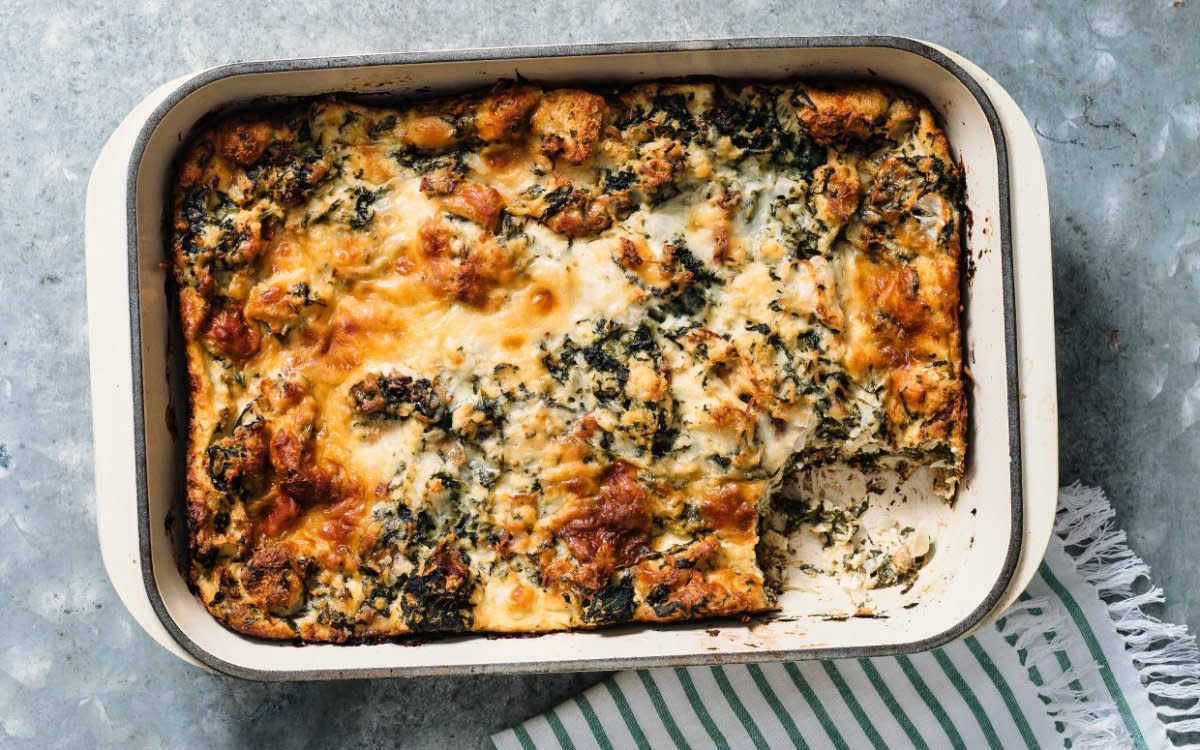 <p>Callie Blount</p><p>This make-ahead breakfast casserole will feed your whole table at brunch.</p><p><strong>Get the recipe: <a href="https://parade.com/842808/communitytable/french-quiche-casserole/" rel="nofollow noopener" target="_blank" data-ylk="slk:French Quiche Casserole;elm:context_link;itc:0;sec:content-canvas" class="link rapid-noclick-resp">French Quiche Casserole</a></strong></p>