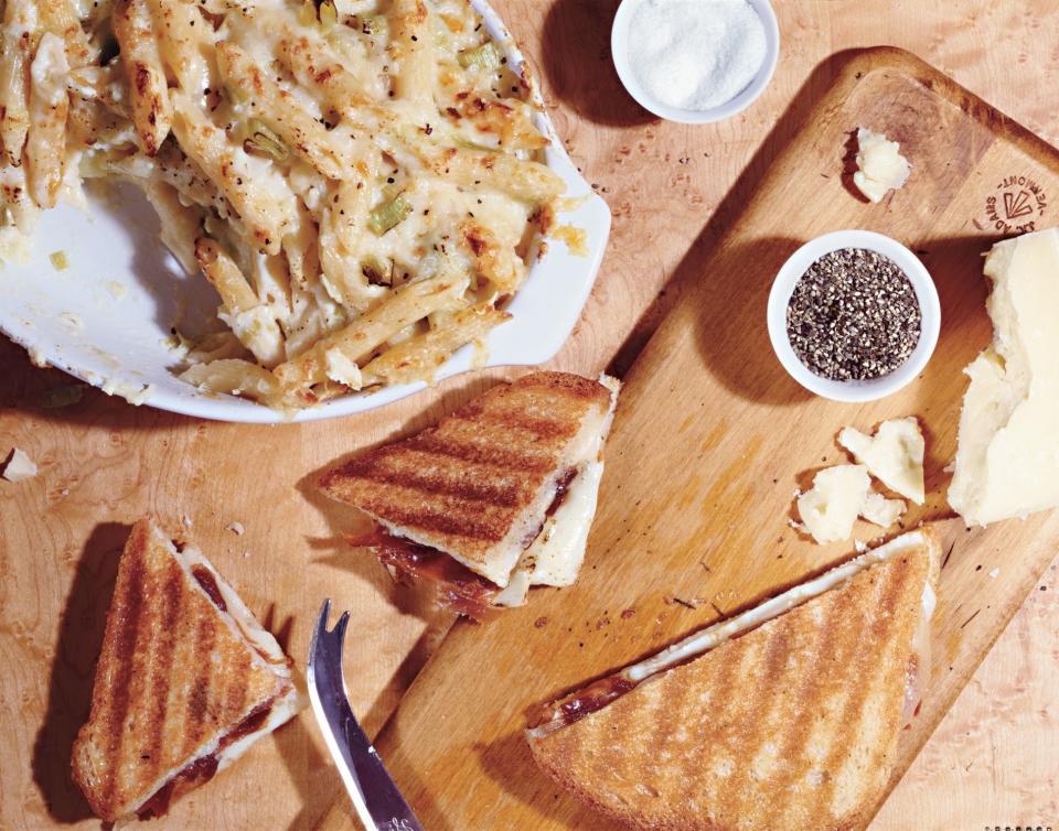 Salty cured Spanish ham meets its match in this panini with Manchego and chopped dates. Could you sip a glass of sherry or vermouth alongside this grilled sandwich? We won't stop you. <a href="https://www.epicurious.com/recipes/food/views/spanish-grilled-cheese-sandwiches-with-manchego-and-jamon-serrano-351554?mbid=synd_yahoo_rss" rel="nofollow noopener" target="_blank" data-ylk="slk:See recipe.;elm:context_link;itc:0;sec:content-canvas" class="link ">See recipe.</a>