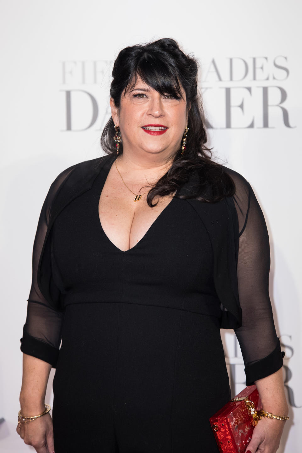 Novelist E L James poses for photographers upon arrival at the premiere of the film 'Fifty Shades Darker', in London, Thursday, Feb. 9, 2017. (Photo by Vianney Le Caer/Invision/AP)